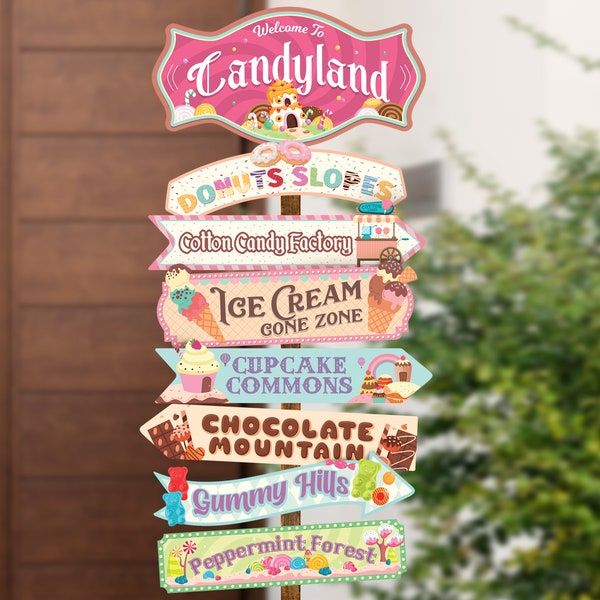 Printable Candyland Party Directional Sign, Ice Cream Birthday, Candy Birthday, Donut Birthday, Ice Cream Party Decoration, Digital file