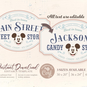 Printable Mickey Sweet Store Sign, Main Street Candy Shop, Perfect for ...