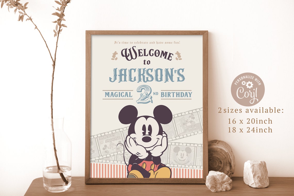 Open Sign Mickey Printable Mickey Welcome Sign, Mickey Birthday Party Welcome Sign ...