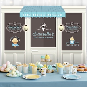 Ice Cream Parlor Backdrop, Perfect for any ice cream theme birthday party or event, Digital file