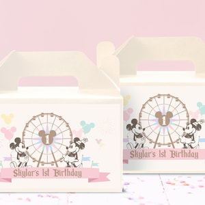 Afdrukbaar Disneyland Gable Box-label, Disney World-gunstenlabel, Mickey-verjaardag, Minnie Babyshower, Digitaal