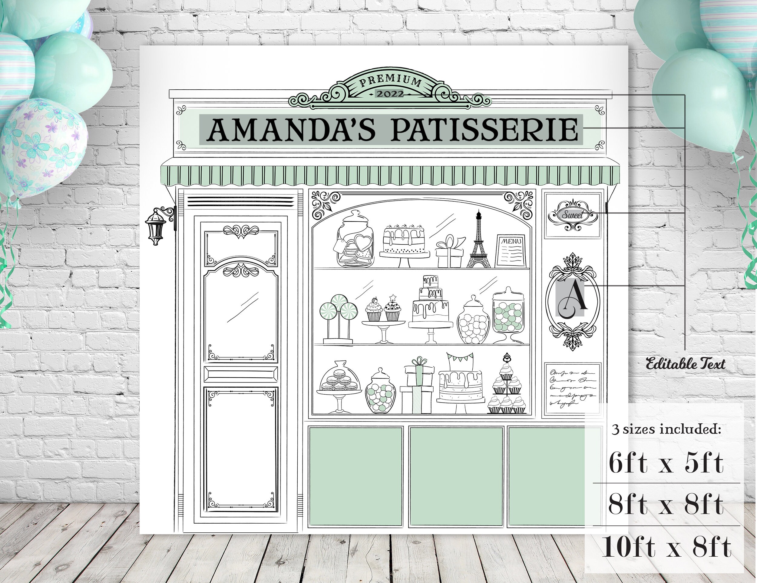 Printable Patisserie Party Backdrop, Bake Shop Backdrop, Parisian Cafe ...