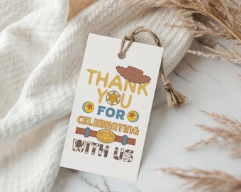 Toy Story Birthday Thank You Tag, Woody Gift Label, Favor Tag (Digital Download)