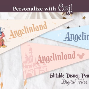 Editable Disney Pennants, Mickey Banners, Mickey Birthday Party Decoration, Disney Party, Digital file