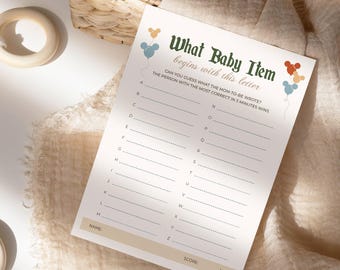Printable Baby Item ABC Game, Babyland Baby Shower Games, Disneyland Happiest Baby Shower Games, Digital file