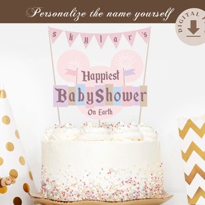 Printable Happiest Baby Shower On Earth Cake Topper, Disneyland Baby Shower Cake Topper, Digital file