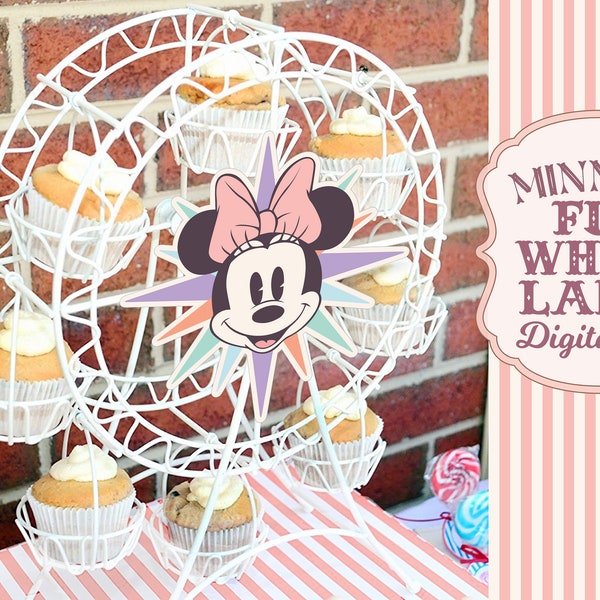 Printable Minnie's Fun Wheel Label, Minnie Birthday, Disneyland Party Decoration, Digital file