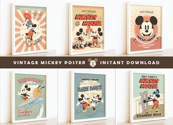 Vintage Mickey Poster, Mickey Party Decoration, Disneyland Party Decoration, Perfect for any birthday party or event, Digital file