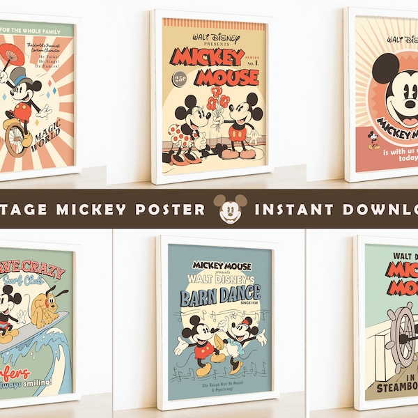 Vintage Mickey Poster, Mickey Party Decoration, Disneyland Party Decoration, Perfect for any birthday party or event, Digital file