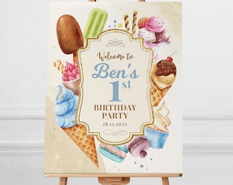 Printable Ice Cream Parlor Sign, Perfect for any ice cream theme birthday party or event, Digital file
