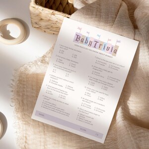 Printable Baby Trivia, Babyland Baby Shower Games, Disneyland Happiest Baby Shower Games, Digital file
