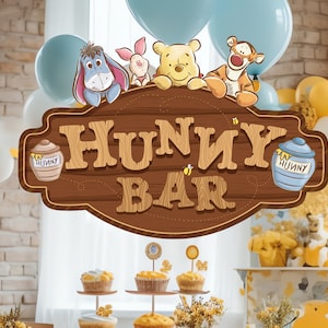 Winnie the Pooh Hunny Sign, Hundred Acre Wood Birthday, Rumbly in your Tumbly, Bear Baby Shower, Classic Pooh Party Decoration, Digital file