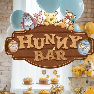 Winnie the Pooh Hunny Sign, Hundred Acre Wood Birthday, Rumbly in your Tumbly, Bear Baby Shower, Classic Pooh Party Decoration, Digital file