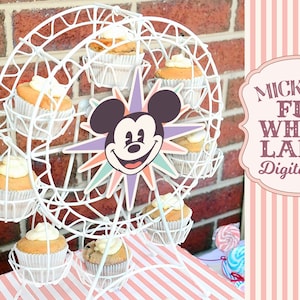 Etykieta Mickey's Fun Wheel do druku, Mickey Birthday, Disneyland Party Decoration, plik cyfrowy