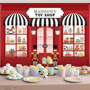 Editable Toy Shop Party Backdrop, Toy Theme Birthday Backdrop, Digital File