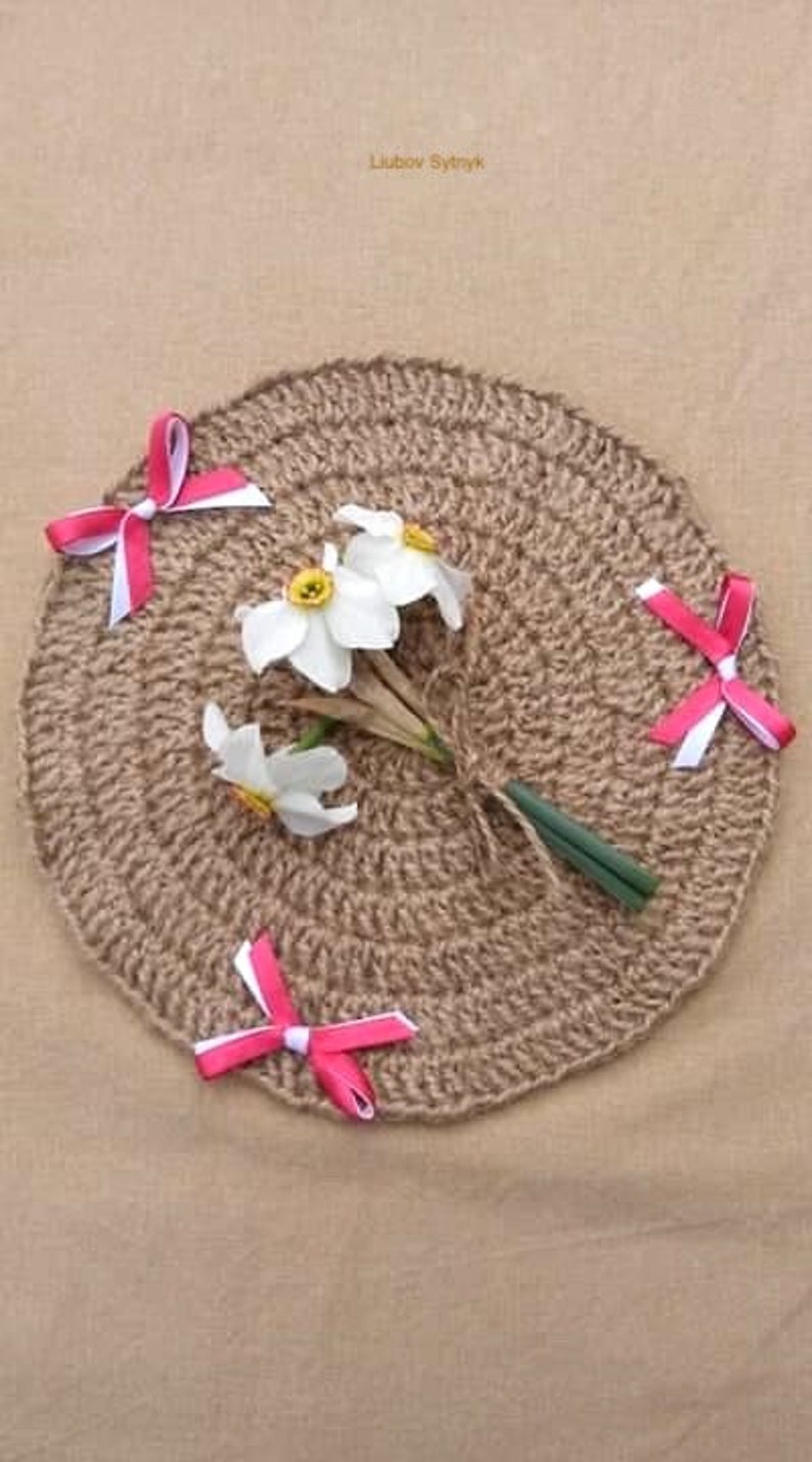 Burlap Table Mat Round Plate Mats Circle Placemat Vintage Etsy