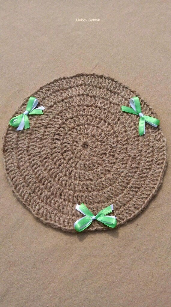 Burlap Table Mat Round Plate Mats Circle Placemat Vintage Etsy