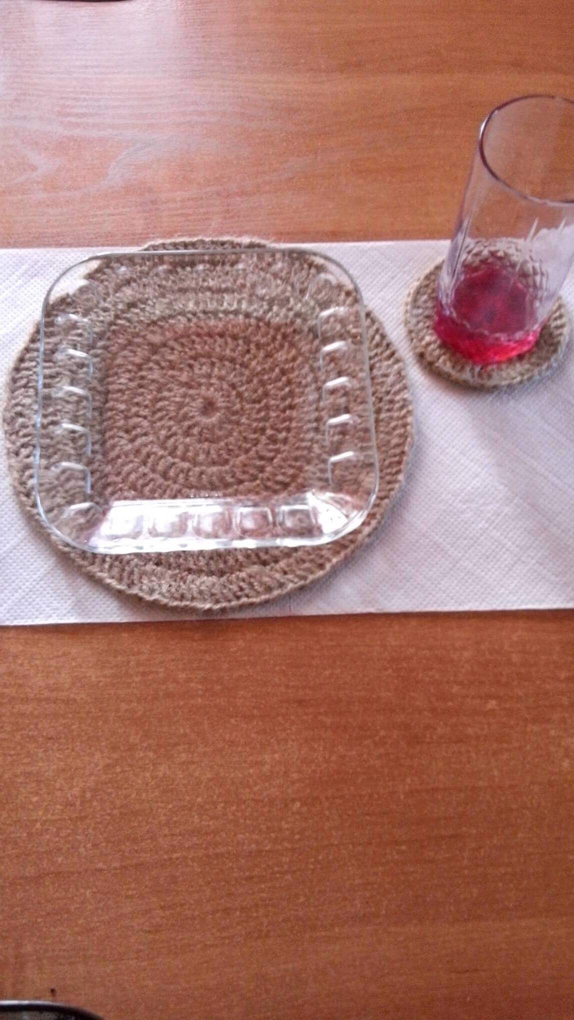 Burlap table mat Round plate mats Circle Placemat Vintage Etsy
