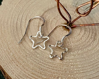 Small Hammered Star Earrings