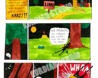 Relax - Print of original ink painting. Comic