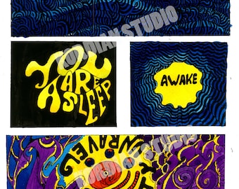 Abstract Dream - Print of original ink painting. Psychedelic patterns.