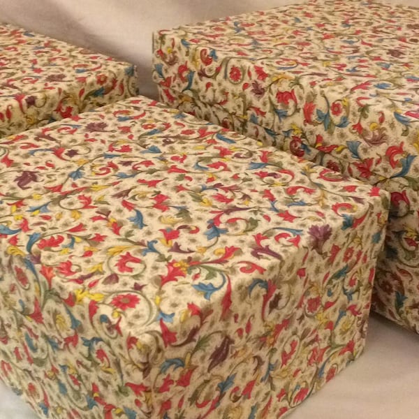 Lot de 2 boîtes, longueur 38/33 cm, faites à la main. Motif italien, motif floral. Coffret cadeau, coffret décoratif, coffret à linge, coffret de rangement.