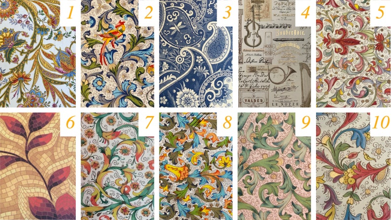 Carnet de Note, Taille Moyenne A5, fait à la main. 10 motifs Italiens disponibles, motif floral. Doublé, vierge. image 10