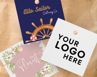 Logo Tags | 2" Square Tags | Custom Swing Tags | Shop Name Tags | Square Logo Tags | Custom Business Tags | Small Business Tag | Logo Tags