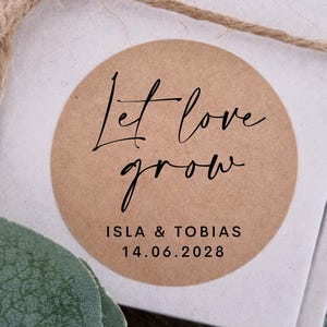 Stickers de mariage personnalisés | Laissez l'amour grandir autocollants de mariage | Stickers plantes de mariage | Stickers cadeaux pour mariage personnalisés