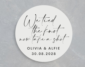 Wedding Shot Favour Stickers | Personalised Wedding Stickers | We Tied The Knot Stickers | Wedding Favour Stickers | Take A Shot Stickers