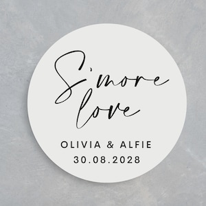 S'more Love Personalised Wedding Stickers | Wedding S'more Stickers | S'more Love Wedding Favours | Personalised Wedding Favour Stickers