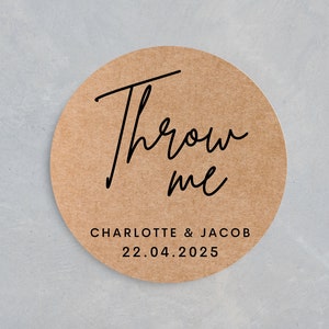Autocollants Jetez-moi | Étiquettes jetez-moi kraft | Autocollants Confettis | Etiquettes pour cadeaux de mariage | Stickers mariage | Stickers pour mariage | Autocollants