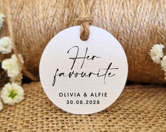 Her Favourite Wedding Favour Tags | Personalised Wedding Tags | Her Favourite Tags | Wedding Favour Tags | Sweet Packet Tags | His Favourite