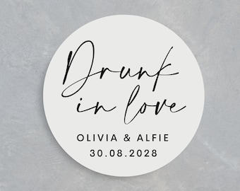 Drunk In Love Favour Stickers | Personalised Wedding Stickers | We Tied The Knot Stickers | Wedding Favour Stickers | Take A Shot Stickers