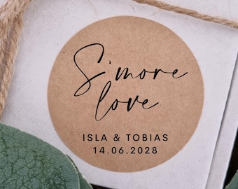 S'more Love Personalised Wedding Stickers | Wedding S'more Stickers | S'more Love Wedding Favours | Personalised Wedding Favour Stickers
