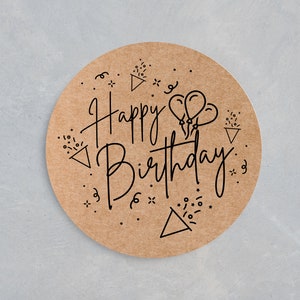 Joyeux anniversaire autocollants | Autocollants bruns de fête | Favorisez les étiquettes | Mini autocollants de remerciement d’anniversaire | Autocollants de fête d’anniversaire | Cadeau | Autocollants