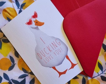 Ducking Love You Card | Valentines Day Card | A6 Greetings Card | Valentines Day | Cute Funny Valentines Card