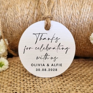 Thanks For Celebrating With Us | Personalised Wedding Tags | Wedding Thanks Tags | Wedding Favour Tags | Thank You Tags | Favour Tags