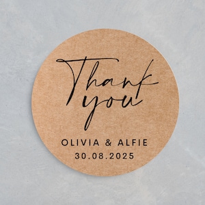Personalised Wedding Stickers | Kraft Wedding Date Labels | Wedding Thank You Stickers | Personalised Wedding Favour Stickers