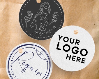 Logo Tags | 2" Circle Tags | Custom Swing Tags | Shop Name Tags | Circle Logo Tags | Custom Business Tags | Small Business Tag | Logo Tags