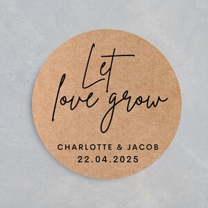 Stickers de mariage personnalisés | Laissez l'amour grandir autocollants de mariage | Stickers plantes de mariage | Stickers cadeaux pour mariage personnalisés