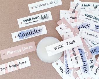 Logo Candle Tags | Custom Swing Tags | Shop Name Tags | Candle Wick Tags | Custom Candle Tags | Small Business Tags | Logo Tags