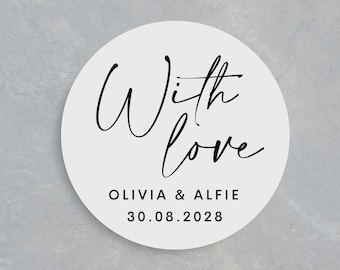 With Love Stickers | Personalised Wedding Favour Stickers |  Wedding Favour Tags | Wedding Stickers | Wedding Day Stickers | Stickers