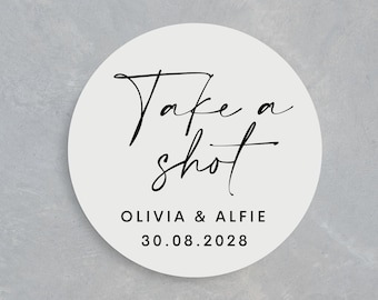 Take A Shot Favour Stickers | Personalised Wedding Stickers | We Tied The Knot Stickers | Wedding Favour Stickers | Take A Shot Stickers