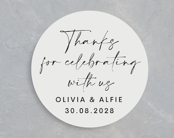 Thank You Stickers | Personalised Wedding Favour Stickers |  Wedding Favour Tags | Wedding Stickers | Wedding Day Stickers | Stickers