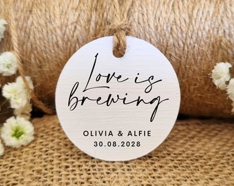 Love Is Brewing Wedding Favour Tags | Personalised Wedding Tags | Wedding Beer Favour Tags | Wedding Homebrew Tags | Beer Tags | Favours