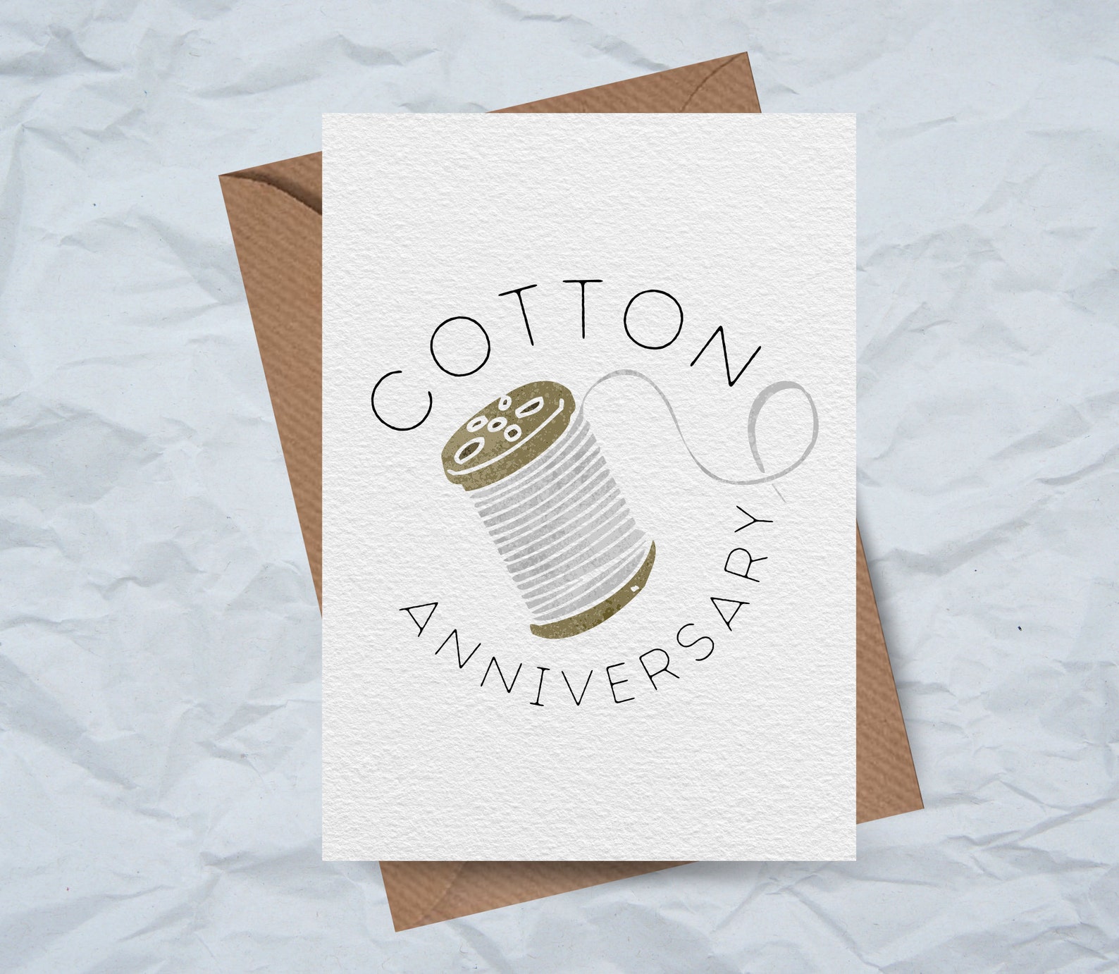 Cotton Reel Card 2nd Anniversary Card Cotton Anniversary Etsy UK