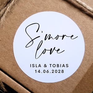 S'more Love Personalised Wedding Stickers | Wedding S'more Stickers | S'more Love Wedding Favours | Personalised Wedding Favour Stickers