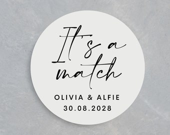 It's A Match Personalised Wedding Stickers | Match Wedding Stickers | Wedding Match Favour Stickers | Personalised Wedding Favour Stickers