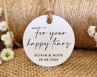 For Your Happy Tears Wedding Favour Tags | Personalised Wedding Tags | Wedding Tissue Packet Tags | Wedding Favour Tags | Tissue Favours